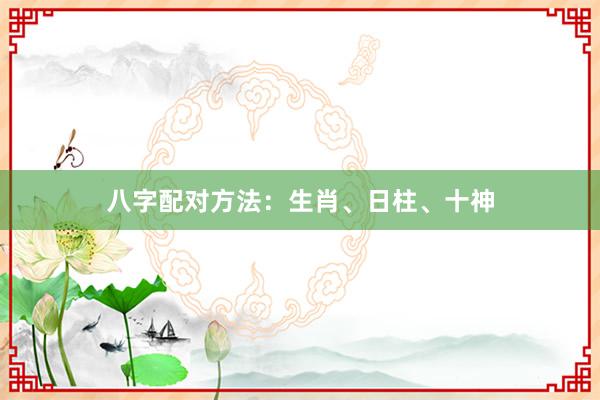 八字配对方法：生肖、日柱、十神