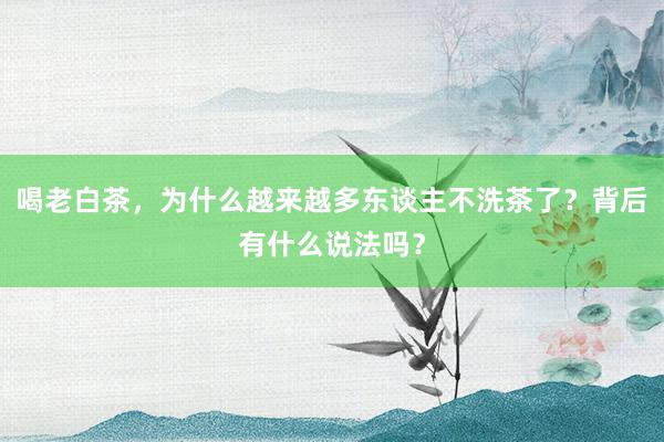 喝老白茶，为什么越来越多东谈主不洗茶了？背后有什么说法吗？