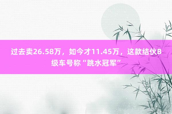 过去卖26.58万，如今才11.45万，这款结伙B级车号称“跳水冠军”