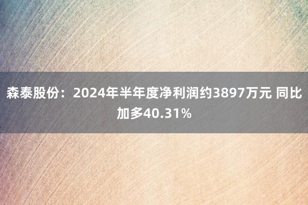 森泰股份：2024年半年度净利润约3897万元 同比加多40.31%